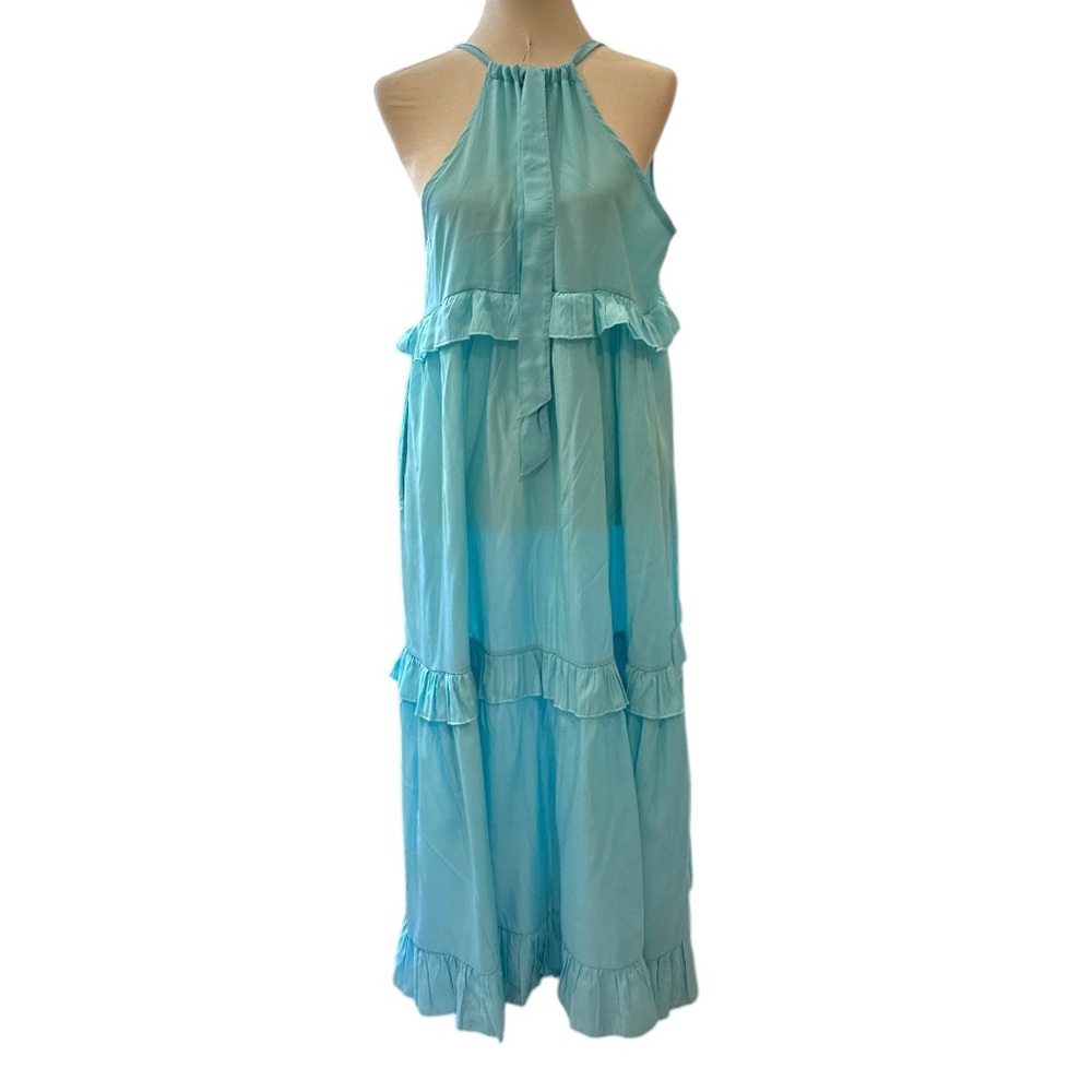 Halter neckline new no tags Chic Blue Maxi Dress Sz M